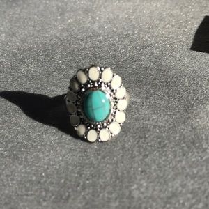 3/25$ Size 10 Turquoise ring silver tone!